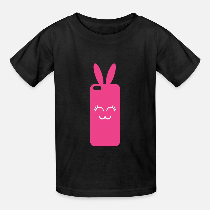Pink Rabbit Phone Graphic - T-shirts Russell Enfant - noir