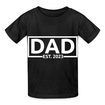 Dad Est. 2023, Dad To Be, Pregnancy Announcement - Kids T-Shirt by Russell - black - Front - AI Model Kid Male (0cm)