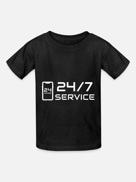24/7 Service-Telefon-Logo-Symbol - Kinder T-Shirt von Russell - Schwarz