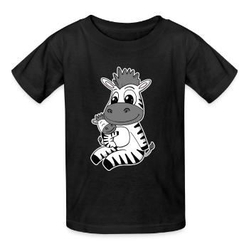 Zebra Familie - Zebra mit Baby - Zebra - Kinder T-Shirt von Russell - Schwarz - Vorne - AI Model Kid Male (0cm)