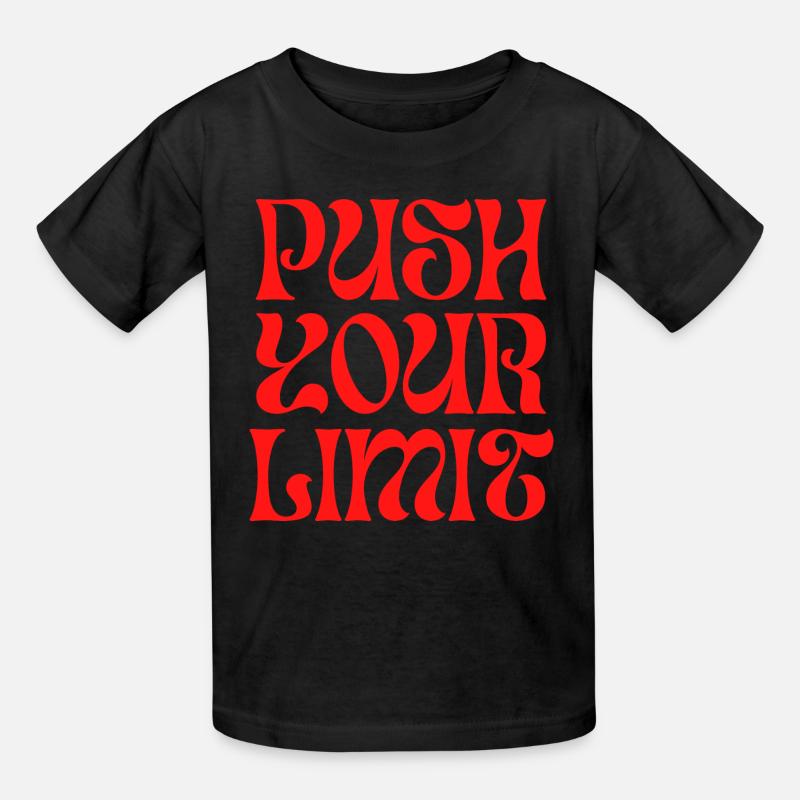 Push Your Limits Psychedelischer Schriftzug - Kinder T-Shirt von Russell - Schwarz