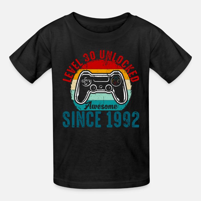 Level 30 Unlocked Retro Controller Tee - Kids T-Shirt by Russell - black