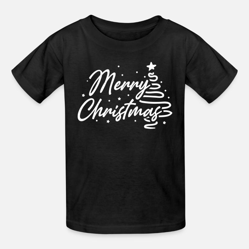 Joyeux Noël script arbre - T-shirts Russell Enfant - noir