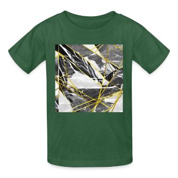 Marbre Or Noir Texture géométrique - T-shirts Russell Enfant - vert bouteille - Devant - AI Model Kid Male (0cm)