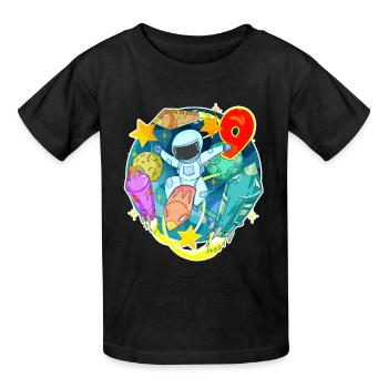 9. Geburtstag 9 Jahre Astronaut Weltall - Kinder T-Shirt von Russell - Schwarz - Vorne - AI Model Kid Male (0cm)