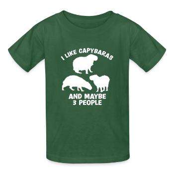 Capybara Zootier Design - Kinder T-Shirt von Russell - Flaschengrün - Vorne - AI Model Kid Male (0cm)