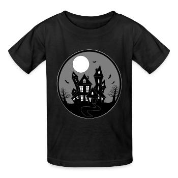Spukhaus - Kinder T-Shirt von Russell - Schwarz - Vorne - AI Model Kid Male (0cm)