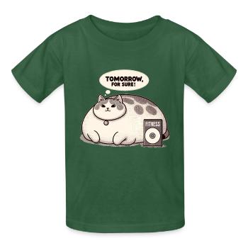 Fitness grouch cat - Kids T-Shirt by Russell - bottle green - Front - AI Model Kid Male (0cm)