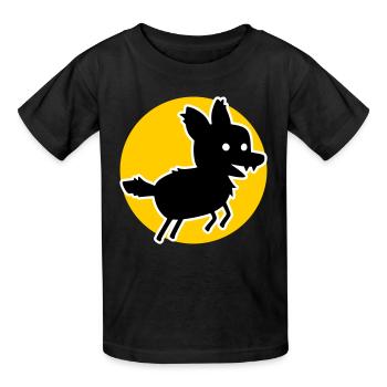 Wolf – Wild Nature Motif & Animal Welfare Statement - Kids T-Shirt by Russell - black - Front - AI Model Kid Male (0cm)