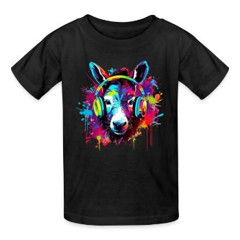 Esel mit Kopfhörer Musik Tiere - Kinder T-Shirt von Russell - Schwarz - Vorne - AI Model Kid Male (0cm)