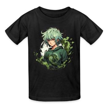 Manga Design - Kinder T-Shirt von Russell - Schwarz - Vorne - AI Model Kid Male (0cm)