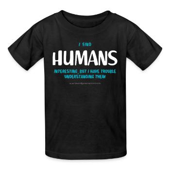 Humans (dark) - Kids T-Shirt by Russell - black - Front - AI Model Kid Male (0cm)