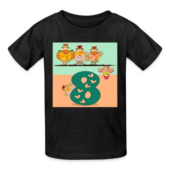 Zahl Acht - Hühner - Kinder T-Shirt von Russell - Schwarz - Vorne - AI Model Kid Male (0cm)