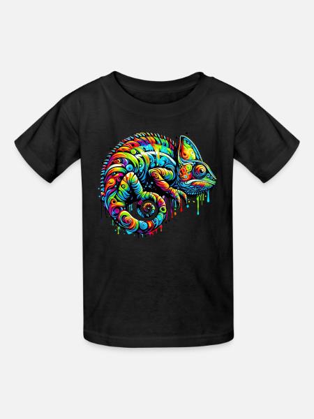 Chamäleon - Kinder T-Shirt von Russell - Schwarz