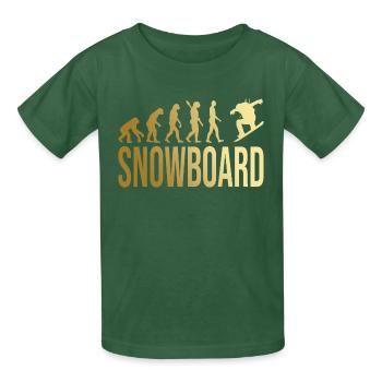 Evolution Snowboard - Kinder T-Shirt von Russell - Flaschengrün - Vorne - AI Model Kid Male (0cm)