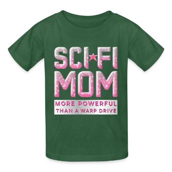 SCI FI MOM Leistungsfähiger als ein Warp-Laufwerk - Kinder T-Shirt von Russell - Flaschengrün - Vorne - AI Model Kid Male (0cm)