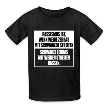 Rassismus Einfach Erklärt Mit Zebra Streifen - Kinder T-Shirt von Russell - Schwarz - Vorne - AI Model Kid Male (0cm)