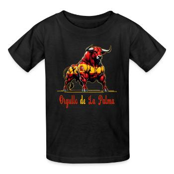 Der Stolz La Palma Flagge Design - Kinder T-Shirt von Russell - Schwarz - Vorne - AI Model Kid Male (0cm)