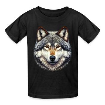 Loup - T-shirts Russell Enfant - noir - Devant - AI Model Kid Male (0cm)