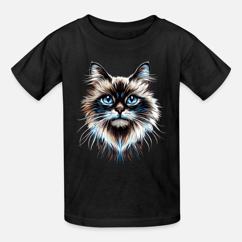Chat Ragdoll Chat Ragdoll Chat Mignon Chats Ragdoll - T-shirts Russell Enfant - noir