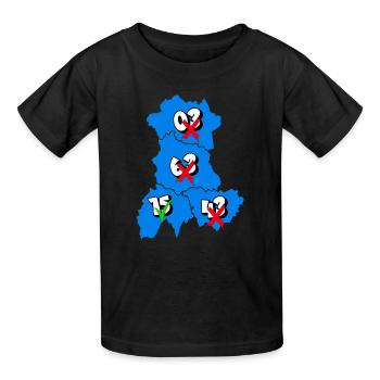 Région Auvergne - T-shirts Russell Enfant - noir - Devant - AI Model Kid Male (0cm)