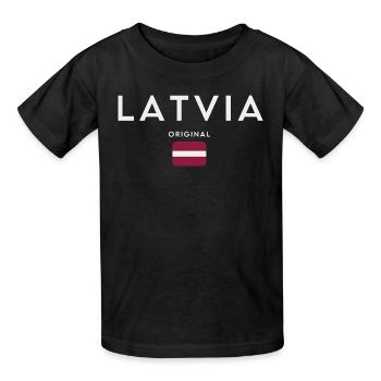 Latvian flag, Latvian pride - Kids T-Shirt by Russell - black - Front - AI Model Kid Male (0cm)