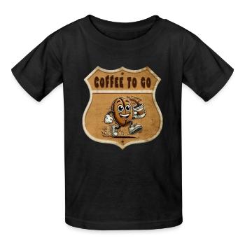 Coffee to Go – Vintage Style - Kinder T-Shirt von Russell - Schwarz - Vorne - AI Model Kid Male (0cm)