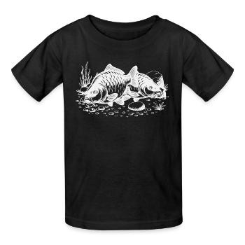 zwei Karpfen beim Fressen - Kinder T-Shirt von Russell - Schwarz - Vorne - AI Model Kid Male (0cm)