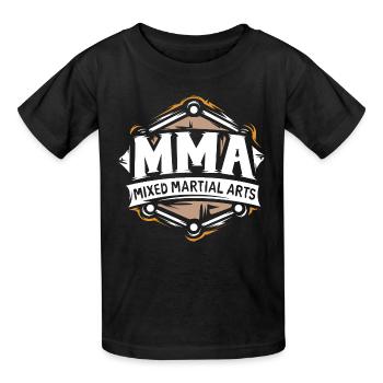 MMA Logo – Mixed Martial Arts Fighter Design - Kinder T-Shirt von Russell - Schwarz - Vorne - AI Model Kid Male (0cm)