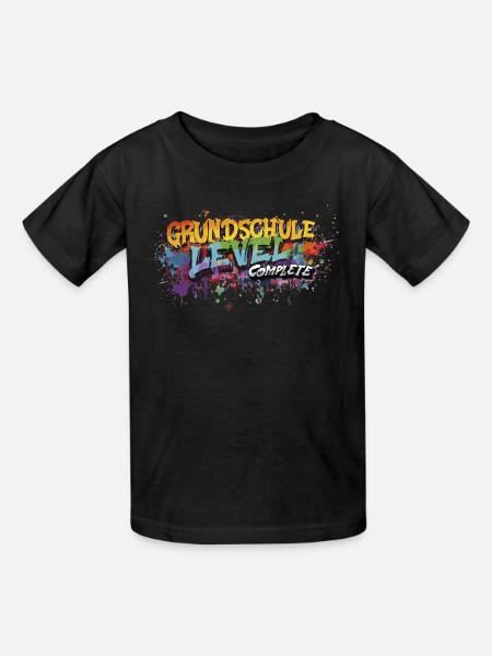 Grundschule Level Complete Graffiti Abschlussshirt - Kinder T-Shirt von Russell - Schwarz