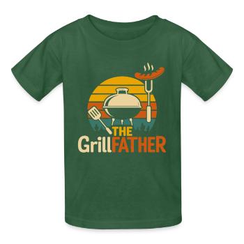 Grillspaß mit Stil - The GrillFather BBQ Kitchen - Kinder T-Shirt von Russell - Flaschengrün - Vorne - AI Model Kid Male (0cm)