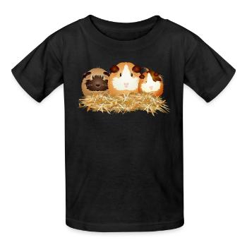Drei süße Meerschweinchen im Stroh – Freunde - Kinder T-Shirt von Russell - Schwarz - Vorne - AI Model Kid Male (0cm)