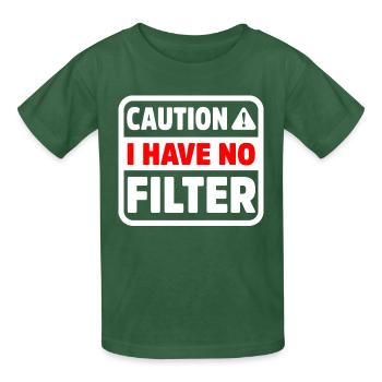 Drôle de prudence n’a pas de filtre Sarcastique Meme Pun - T-shirts Russell Enfant - vert bouteille - Devant - AI Model Kid Male (0cm)