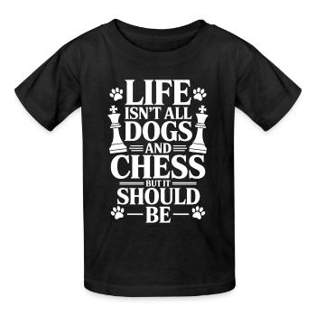 Schach Spruch Schachspieler Katze Schach Geschenk - Kinder T-Shirt von Russell - Schwarz - Vorne - AI Model Kid Male (0cm)