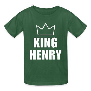 Henry Name mit Buchstabe H - Königskrone Shirt - Kinder T-Shirt von Russell - Flaschengrün - Vorne - AI Model Kid Male (0cm)