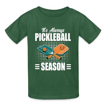Pickleball Sport Paddleball Sportsman Gift - Kids T-Shirt by Russell - bottle green - Front - AI Model Kid Male (0cm)