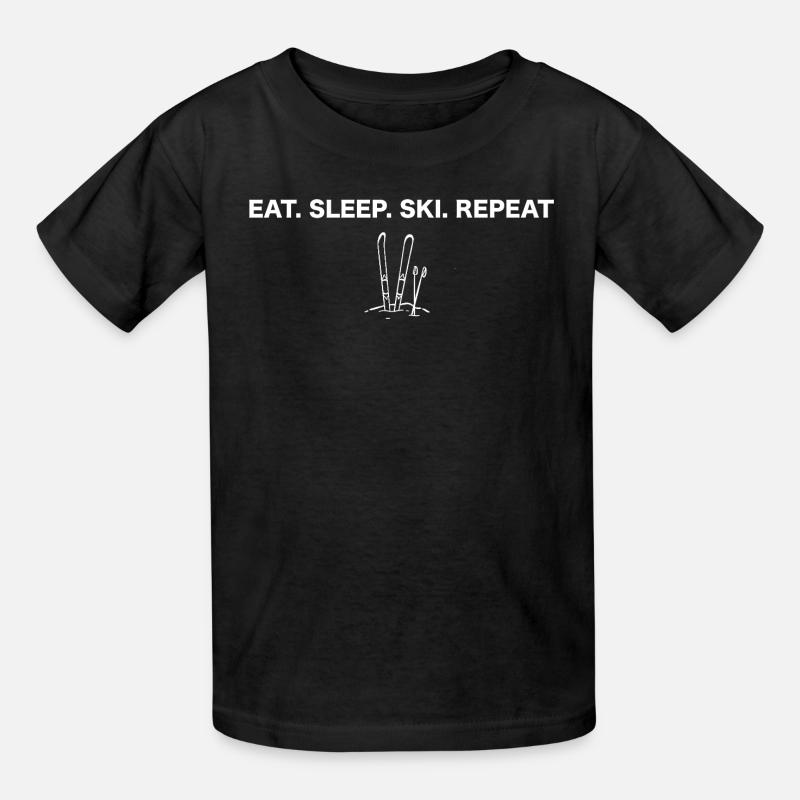 Eat. Sleep. Ski. Repeat  - Kinder T-Shirt von Russell - Schwarz