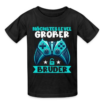 Nächstes Level Großer Bruder Ankündigung Zocken - Kinder T-Shirt von Russell - Schwarz - Vorne - AI Model Kid Male (0cm)