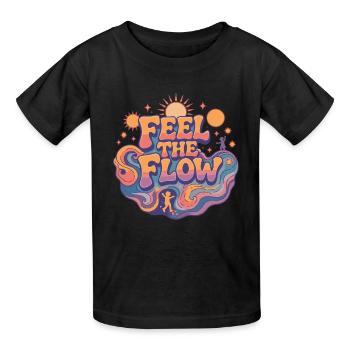 Rétro psychédélique – Ressentez le flux - T-shirts Russell Enfant - noir - Devant - AI Model Kid Male (0cm)