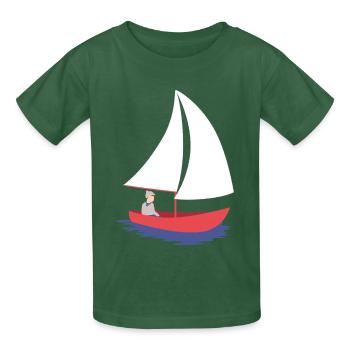 Nautic Design Sailboat Serenity in Red Hull - Kids T-Shirt by Russell - bottle green - Front - AI Model Kid Male (0cm)