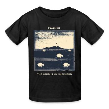 Psaume 23 Le Seigneur est mon berger - T-shirts Russell Enfant - noir - Devant - AI Model Kid Male (0cm)