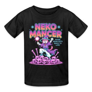 Nekomancer - T-shirt drôle de chat d’Halloween - T-shirts Russell Enfant - noir - Devant - AI Model Kid Male (0cm)