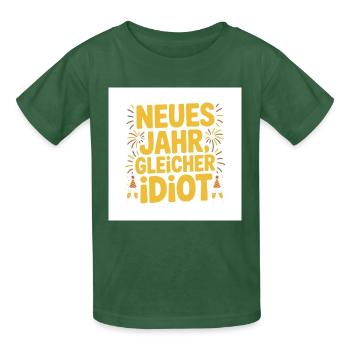 Neues Jahr, gleicher Idiot - Kinder T-Shirt von Russell - Flaschengrün - Vorne - AI Model Kid Male (0cm)