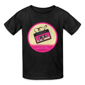 analog_memories - Kids T-Shirt by Russell - black - Front - AI Model Kid Male (0cm)