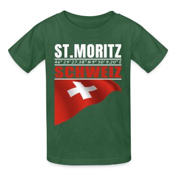 Saint-Moritz - T-shirts Russell Enfant - vert bouteille - Devant - AI Model Kid Male (0cm)