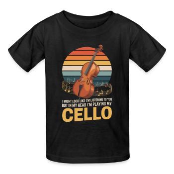 Mein Cello spielen - Kinder T-Shirt von Russell - Schwarz - Vorne - AI Model Kid Male (0cm)
