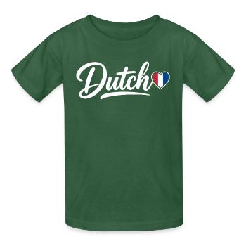 Écriture néerlandaise avec cœur de drapeau Éventail patriotique - T-shirts Russell Enfant - vert bouteille - Devant - AI Model Kid Male (0cm)