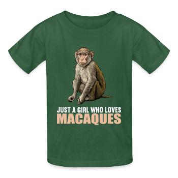 Macaque Macaque - Kids T-Shirt by Russell - bottle green - Front - AI Model Kid Male (0cm)
