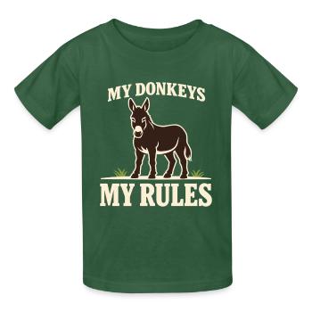 Esel-liebhaber Esel Lustiger Esel Bauernhoftier - Kinder T-Shirt von Russell - Flaschengrün - Vorne - AI Model Kid Male (0cm)