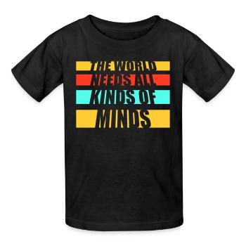 Le monde a besoin de toutes sortes d’esprits inspirants - T-shirts Russell Enfant - noir - Devant - AI Model Kid Male (0cm)